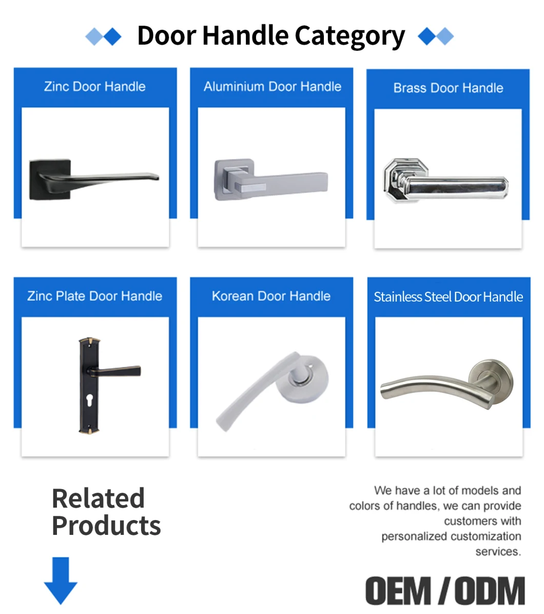 Anti-Corrosion Bright Silver/Black/White Optional Door Hardware Aluminum Alloy Door Lever