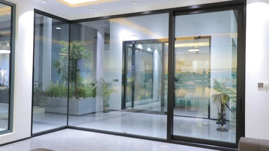 Porte-finestre per balconi in alluminio di ultimo design con telaio stretto, porta scorrevole in vetro in alluminio esterno/interno con doppi vetri